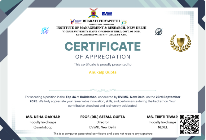 Buildathon, BVIMR New Delhi